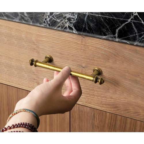Goo-Ki 6 Pack 3-3/4 in（96mm） Hole Center Cabinet Pulls Antique Brass Zinc Alloy Kitchen Drawer Pulls Drawer Handles 9618-GT-96