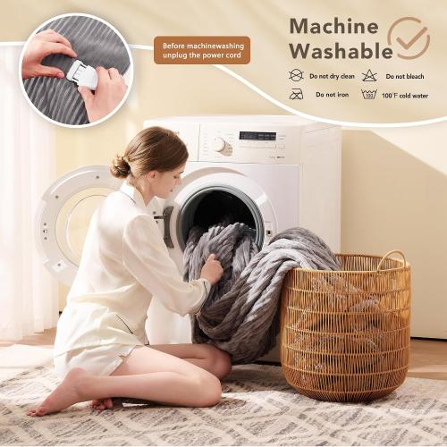 Homemate Electric Heated Blanket King Size - 100x90 Heating Blanket King Size Dual Control 1/2/4/6/8 Hours Auto-Off 10 Heat Level Over-Heat Protection Soft Flannel Sherpa ETL Certification