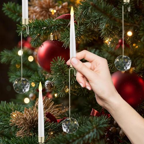 Flameless Candles for Christmas Tree, Magic Wand Christmas Tree Candles with Remote Battery Operated Fake Candles for Christmas Wedding, Set of 10
