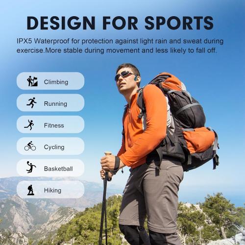 Bone Conduction Headphones Head Set Bluetooth Sport Open Ear Headphones Wireless Bluetooth Cycling Ear Bone Headphones Bluetooth with Mic Waterproof Bone Conducting Earphones for Running Workout Gym