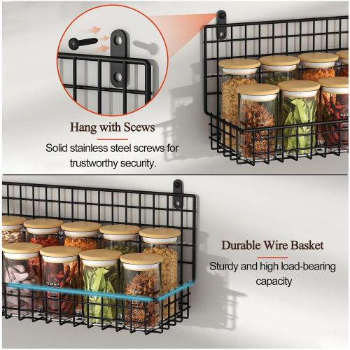 X-cosrack Upgraded Foldable Large 4 - Tier Wall Mounted Spice Rack Organizer, Stackable Storage with 5 Hooks, Holds 80 Jars for Kitchen Pantry Organization (Patent:D909138S)