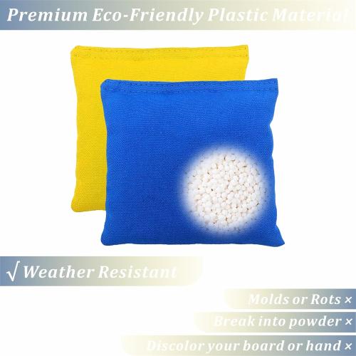 8 Pack of Yellow and Blue Cornhole Bags Set of 8 Regulation Professional Corn Hole Bean Bags Weather Resistant for Tossing Adults Yard Game