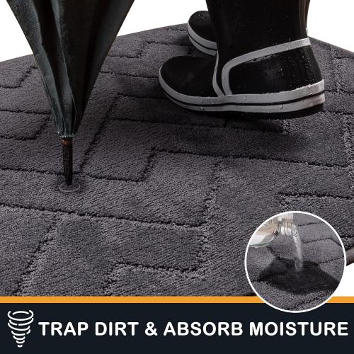 PURRUGS Dirt Trapping Door Mat 20 x 31.5, Non-Slip Machine Washable Entry Rug, Dog Doormat, Indoor Front Door Mat, Super Absorbent Entryway Rug for Muddy Shoes & Paws, Grey