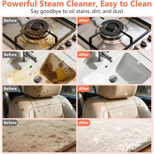 Steam Cleaner, Portable Steamer for Cleaning with 16pcs Accessories, 6-Level Adjustable and 15s Heat-Up, Handheld Steam Cleaner for Home, Tile, Dirt, Grout, Grease, Car Detailing