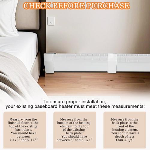 Baseboard Heater Cover, 2FT-4FT Retractable Galvanized Steel Easy Slip-On Baseboard Heater Cover, with Left and Right End Covers, Suitable for Bathroom and Hydronic Home Heating Systems