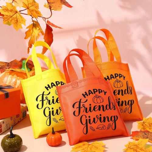 Sweetude 36 Sets Friendsgiving Gift Bags Reusable Non Woven Bags with Handles Happy Friendsgiving Totes for Friends Thanksgiving Party Favors