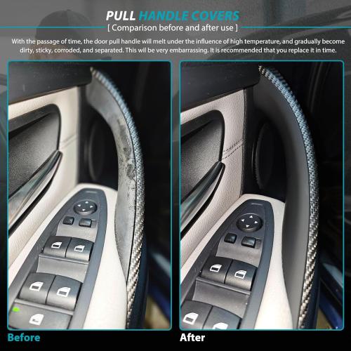 USHDHID 2pcs Sticky Door Pull Handle Cover Fits forBMW 3 Series 320,328,330,335,F30,F31,F34,F80,M3 and 4 Series 418,420,428,435,F32,F36,F82,F83,M4 2012-2018 Upgrade Black Left Right