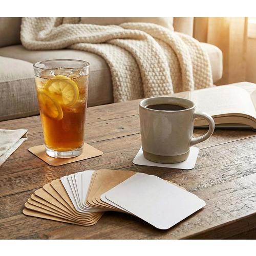 eSplanade Disposable Coaster - Made of Paper (Set of 100) - Use and Throw Reversible Coasters - Perfect for Bar, Hotel, Restaurant Purpose & Parties (Brown Square)