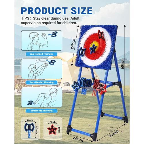 Axe Throwing Game for Backyard - 8 Throwing Axes Set - Deluxe Foldable Plastic Axe Throwing Target Game for Adults Kids, Outdoor Games Carnival Games