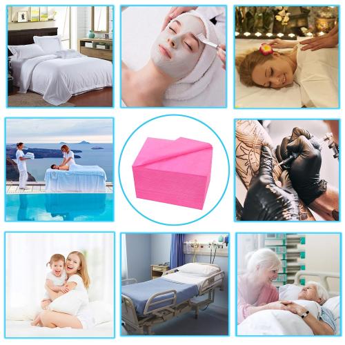 100 Pcs Disposable Bed Sheets 31 x 71 Massage Table Sheets Non Woven Fabric SPA Bed Cover Breathable for Massage Beauty Tattoos (100 Pcs Pink)