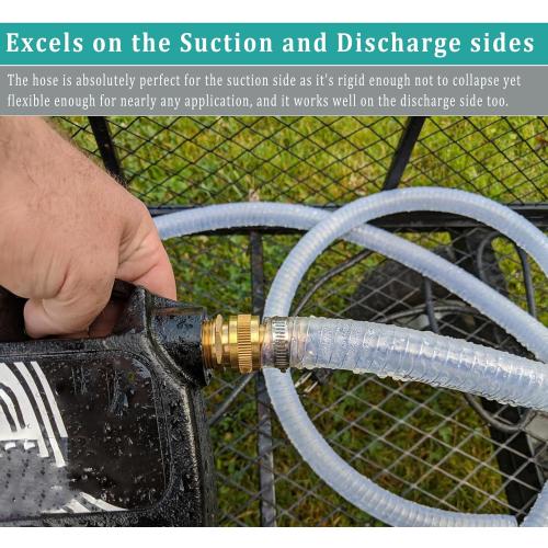 Flexible Hose 1 1/2 id - 10ft Clear PVC Spiral Steel Wire Reinforced Vinyl Tubing 1.5 inch Plastic Vacuum Pipe Flex Suction Hose for Dust Collection Boat Marine Pump, Drain Water Fuel Gas