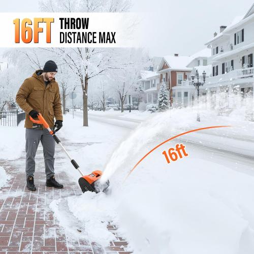 Snow Shovel Cordless, 20V | 12 Inch Electric Snow Blower with 2 X 4.0Ah Replaceable Batteries & Fast Charger Up to 50 Mins, Electric Shovel with Directional Plate & Adjustable Front Handle