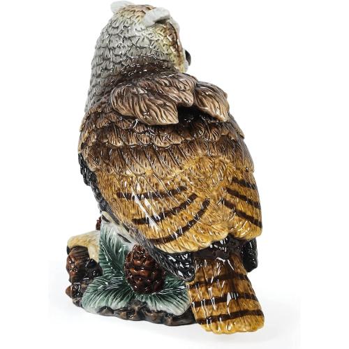Ceramic Large Collectible Figurines Statue，3D Hand-Painted Owl Home Decoration- 9.45 H