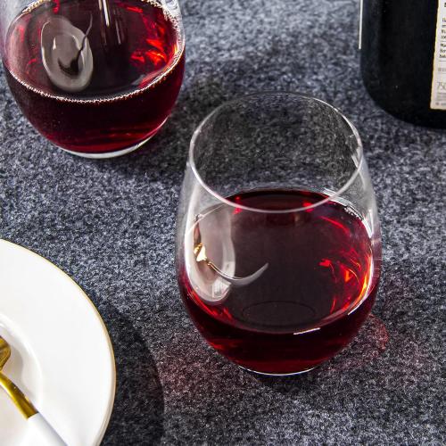 Stemless Wine Glasses Set of 12, 15 Ounce Smooth Rim Standard Wine Glass Tumbler for Red, White Wine, Dishwasher Safe