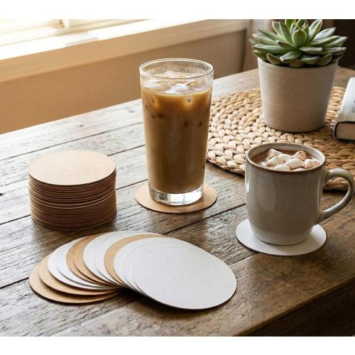 eSplanade Disposable Coaster - Made of Paper (Set of 100) - Use and Throw Reversible Coasters - Perfect for Bar, Hotel, Restaurant Purpose & Parties (Brown Round)