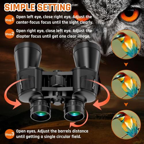 20x50 High Power Binoculars for Adults with Low Light Night Vision,Military Compact HD Professional/Daily Waterproof Binoculars for Bird Watching Hunting/Traveling/Outdoor