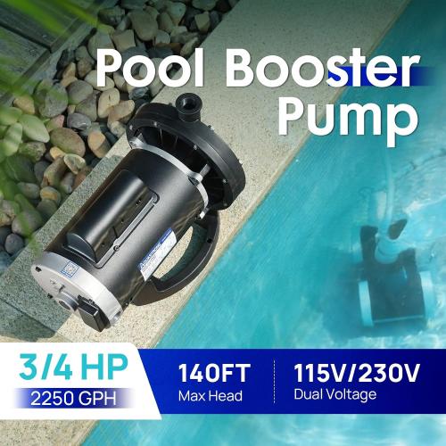 Aquastrong PB4-60 Pool Booster Pump, Pure Copper Motor, 3/4 HP, Dual Voltage 115V/230V, Low Noise, Wide Compatibility, Easy Installation for Pressure-Side Pool Cleaners Vac-Sweep 280, 380, 3900-Black‼️unused‼️