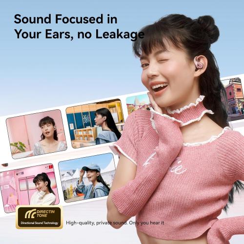 Sanag C16S Open-Ear Headphones, True Wireless Bluetooth 5.4 Open Ear Earbuds, 56H Playtime, IP4 Waterproof, OWS Earphones, Lightweight Design Fit Cycling, Running, Workout (Pink)