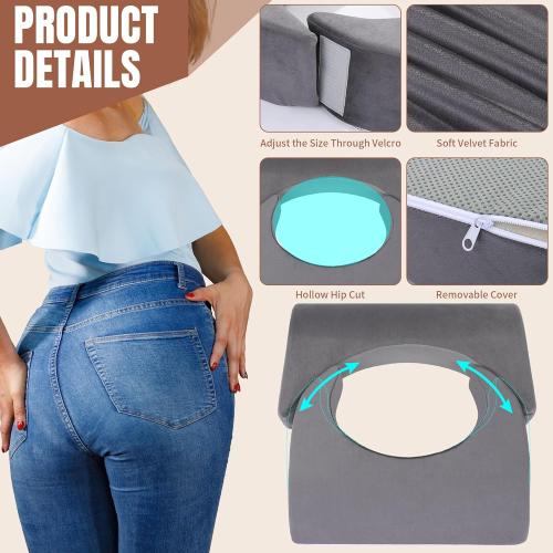 HOMBYS Adjustable Size BBL Pillow After Surgery for Sleeping,High Density Foam Butt Pillow,Brazilian Butt Lift Pillow Post Surgery Recovery for Sleeping,BBL Chair with Hole (Dark Grey)