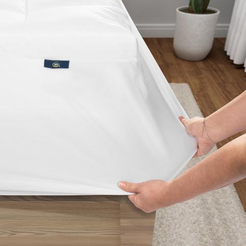Color White Serta Memory Flex Soft King Mattress Topper, 2 Pillow Top Mattress Pad, Cushioning Stain Resistant Mattress Protector with 15 Pocket for Secure Fit, Machine Washable, White