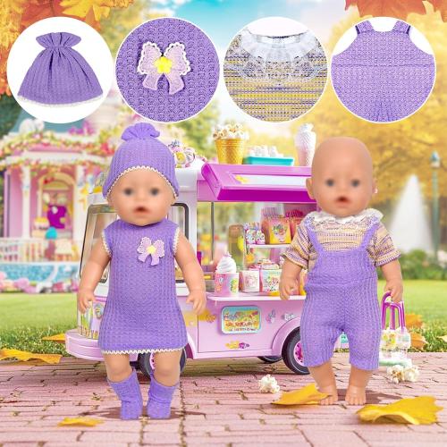 7 Set Baby Doll Clothes,14-18 inch Reborn Doll Clothes Accessories Dress with Hats Socks Outfits Fits for 43cm New Born/15 inch Bitty/16 Inch Baby Dolls