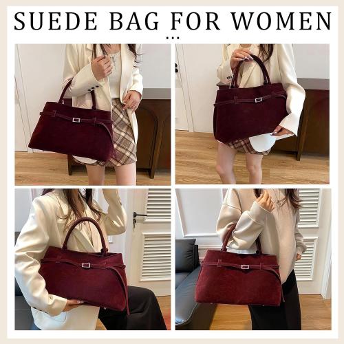 Faux Suede Bags for Women Slouchy Hobo Bag Large Suede Tote Bag Bucket Handbag Retro Purse Vintage Shoulder Satchel Bag