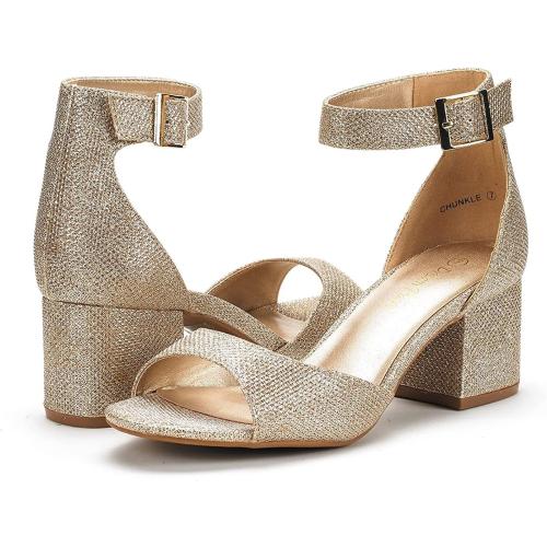size 8 DREAM PAIRS Women's Heeled Sandals, Chunky Heels, Open Toe Heels, Dressy Pumps Sandals