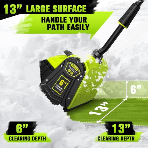 40V Cordless Snow Shovel, 13 Inch 4.0Ah Electric Snow Shovel with Directional Plate, Brushless Cordless Snow Blower for Pathway, Patio, Deck, Driveway, Green