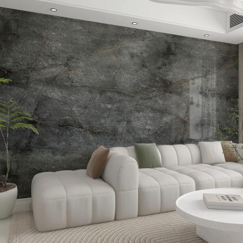 JSEVEM Extra Wide Thick Large Size Dark Grey Cyan Gold Marble Wallpaper Peel and Stick Glossy Gray Cyan Marble Contact Paper Faux Granite Wall Sticker for Bedroom Bathroom Living Room Walls