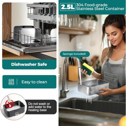 Annie & Mia Design Electric Lunch Box for Adults, 100w 3.5L 2-Layer Portable Food Warmer, Dual Mode 2.5L   1L Heated Lunch Box for Adults, Home/Car/Office/Truck Use, Lonchera Eléctrica Portátil