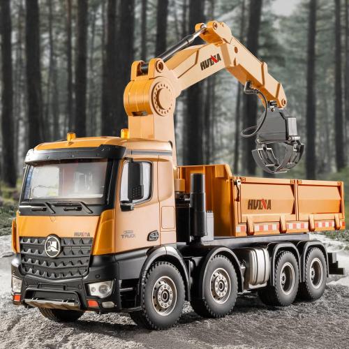 26CH Remote Control Dump Truck, 4 in 1 RC Dump Truck Wood Grabber Toy, Heavy Duty Construction Toys Vehicle, Birthday Gifts Ideas for Kids Adults, 1/14 Scale Trucks