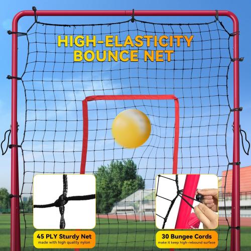 Adjustable Volleyball Rebounder Net, Volleyball Training Equipment Bounce Back Net with5 Rebound Angles Neon Target and Bungee Cords for Pitching, Throwing and Catching