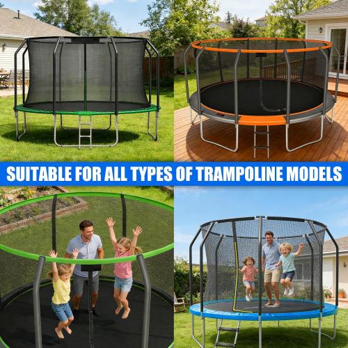 2 Sets Trampoline Replacement Poles, Universal Enclosure Pole Trampoline Net Poles Fits 8-16FT Frame with Poles Up to 1.65/4CM OD, 2 Mounting Hardware Kits & Safety Foam Sleeves
