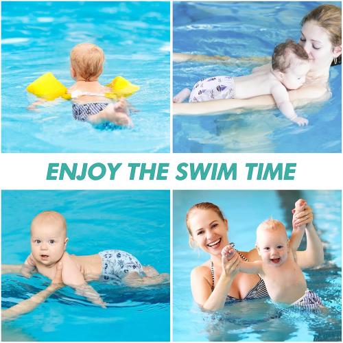 Reusable Baby Swim Diapers, Adjustable Diaper Swim for Toddlers 9 Months - 3 Years Old, 3 Pack for Swimming Lessons (Anchor, Large)