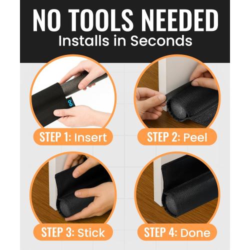 Everlasting Comfort One Sided Door Draft Stopper for Bottom of Doors - Quick Install Sound Proofing Strip Gap Filler, Cold Air & Noise Blocker Sweep for Home, Bedroom and Apartment- Fits 36 Doors