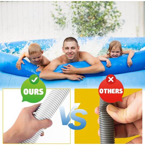 2 Pack Pool Hoses for Above Ground Pools 1.5 x 59 Pool Pump Hose Filter Pumps Replacement Hose Accessories Fits for Intex Filters Pump Above Ground Pools Sand Filter, White