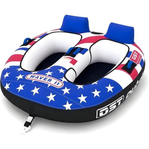 Towable Tubes for Boating 2 Person, Water Tubes for Boats to Pull, Safety Inflatable Boat Tubes and Towables, Boat Tubes for Tubing, Premium Nylon Cover with Drainage System