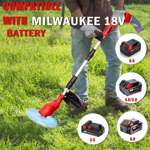 Cordless String Trimmer for Milwaukee M18 Batteries,with 8 INCH Cutting Diameter, Brushless Motor,Folding 3 in 1 Electric Weed Wacker Grass Trimmer for Garden and Yard Lawn(NO Battery)