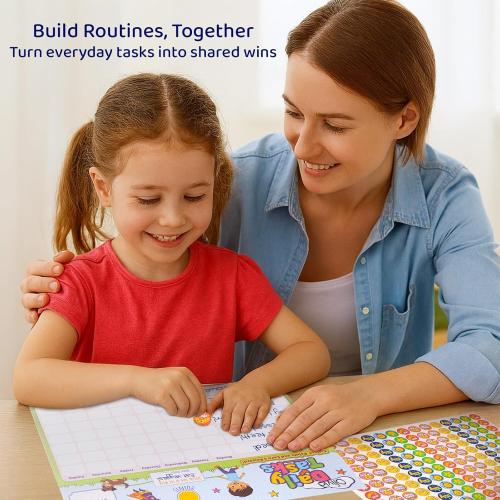 PUTSKA Potty Tasks Training Chart for Kids – 26 Charts & 1528 Stickers – Toilet Training & Behavior Chart System for Toddlers, Daily Routine & Chore Tracker