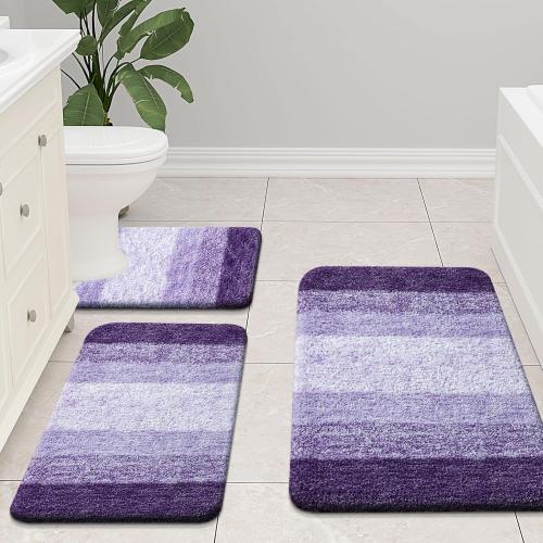 Arotive Microfiber Bathroom Rugs, Shaggy Soft and Absorbent Bath Rug, Non-Slip, Thick Plush Machine Washable Dry Bath Mats for Bathroom, Tub and Shower, 50x30, Dark Purple, Rectangular