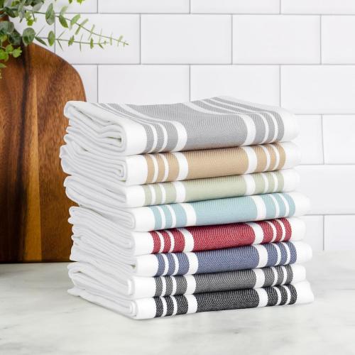 All-Clad Woven Bistro Kitchen Towels: Highly Absorbent, Super Soft Long Lasting - 100% Cotton, 20x30 Dish Towels for Cleaning & Drying Dishes, Pans, Glassware, or Countertops, (2Pack), Titanium