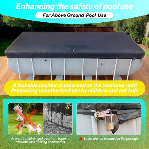 16x32Ft Rectangular Pool Cover with Side Storage for Oval and Rectangular Above Ground Pool, One-Piece Solar Oval Pool Cover, Preventing Waterlogging, UV and Weather Resistant WP:10000kPa
