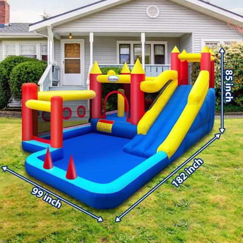 Bounce House,Inflatable Bouncer with Air Blower for Kids 3-10,Outdoor and Indoor Jumping Castle with Long Slide,Trampoline,Obstacles,Climbing Wall,Ball Pit/Water Pool