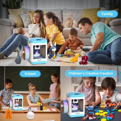 Geeetech 3D Printer for Kids & Beginners, High-Speed Mini 3D Printer, Auto-Leveling, Fully Open Source Pre-Assembled STEM Learning Tool, 3.94x4.33x3.94in Print Size for Home/School