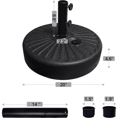 EliteShade Umbrella Base Water Filled Stand Market Patio Outdoor Heavy Duty Umbrella Holder(Black)