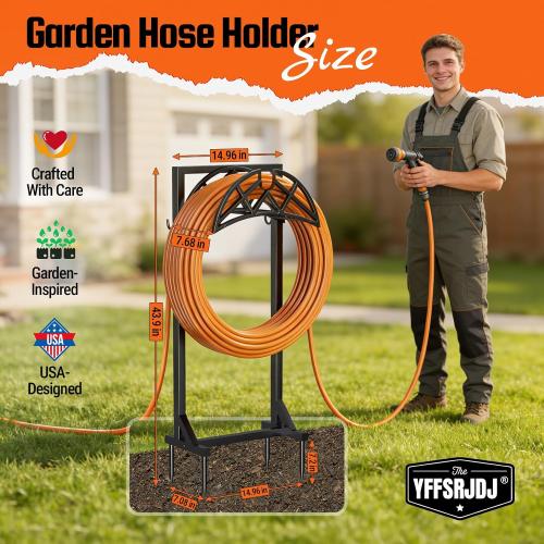 Garden Hose Reel, Heavy Duty Water Hose Holder for Outside | Freestanding Metal Hose Stand Holds Up to 150 FT, Outdoor Hose Storage Rack and Organizer for Garden, Yard and Patio