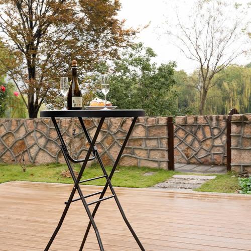 Byliable Cocktail Table 28in High Top Round Folding Indoor Outdoor, Plastic Bar Height Foldable Bistro Tall Table for Party, Patio, Dining Room, Kitchen, Events, Removable Locking Legs, Black