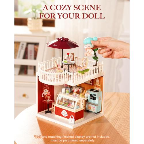 Rolife Super Creator Series Accessroies, DIY Mini Flower Garden Scenery Kit, Miniature Dollhouse Castle Building Kit's Part, Chic Café Terrace Gift for Kids Adults Women