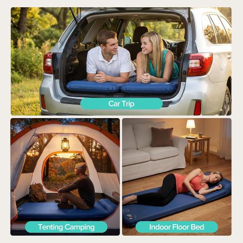 Self-Inflating Sleeping Pad for Camping, 3 Ultra-Thick Outdoor Camping Mat with Pillow & 9.5 R-Value, Insulated All-Season Foam Camping Mattress for Camping Travel Tent Car