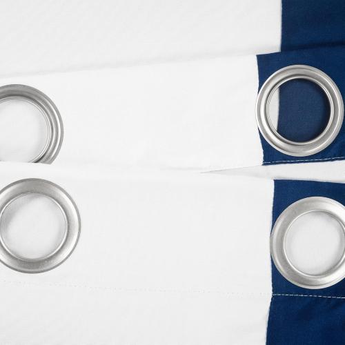Lush Decor Block Border Grommet Blackout Window Curtain Panel Single 40 W x 84 L White & Navy - Blackout Curtains for Bedroom - White Curtains